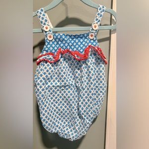Baby Boden Blue bubble romper, size 6-12 months